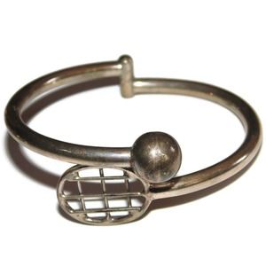 925 Vintage Sterling Silver Ball Cuff Southwestern Mexico Bracelet Tennis Racket